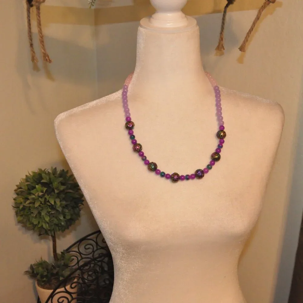 Purple Gradient Bauble and Bead Necklace - Picture 8 of 8